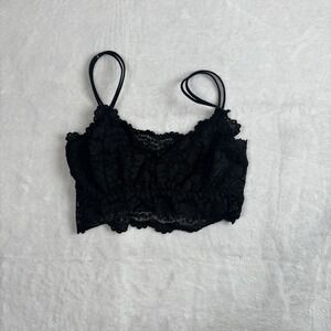 VTG Y2K Black Lace Crop Top Bralette Women's SIze‎ XS Intimates Sleepwear Hippie